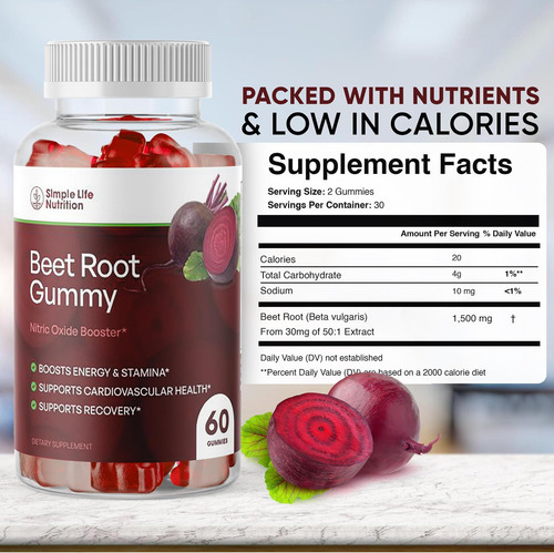 Gomas De Raiz De Beterraba Orgânica Simple Life Nutrition - - Imagem 3