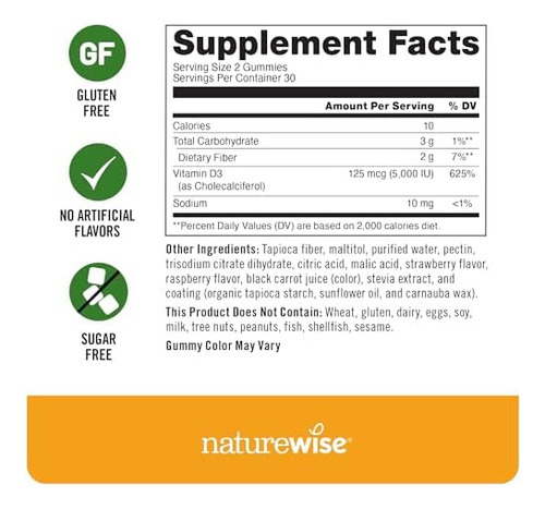 Gomas De Vitamina Diu Naturewise - Sabor De Frutas Vermelhas - Imagem 3