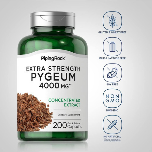 Suplemento Piping Rock Pygeum 4000 Mg | 200 Cápsulas | Extra - Imagem 3
