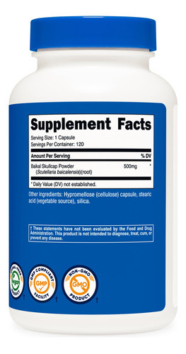 Suplemento Nutricost Baikal Skullcap 500 Mg 120 Cápsulas - Imagem 6