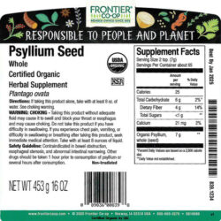 Semente De Psyllium Inteira Orgânica Da Frontier Co-op 1 Lb