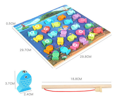 Brinquedo De Pesca Magnético Cognitivo Com Alfabeto De Madei - Imagem 2