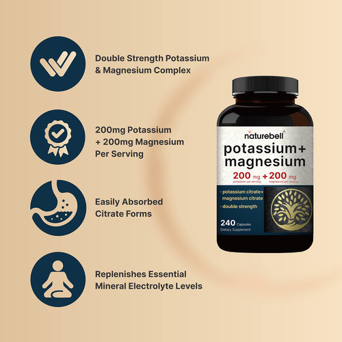 Suplemento Naturebell Potássio 200 Mg + Magnésio 200 Mg 240 - Imagem 3