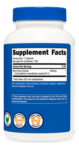 Suplemento Nutricost Em Cápsulas De Extrato De Mirra 650 Mg - Imagem 6