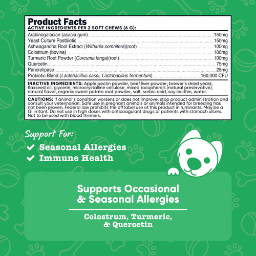 Suplemento Nutricost Pets Sazonal Allergy Para Cães 60 Masti - Imagem 3