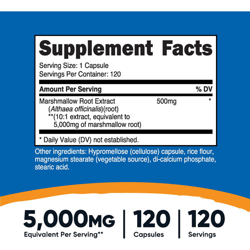 Suplemento Nutricost Marshmallow Root 5000 Mg 120 Cápsulas - Imagem 3