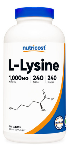 Suplemento Nutricost L-lisina 1000 Mg 240 Comprimidos