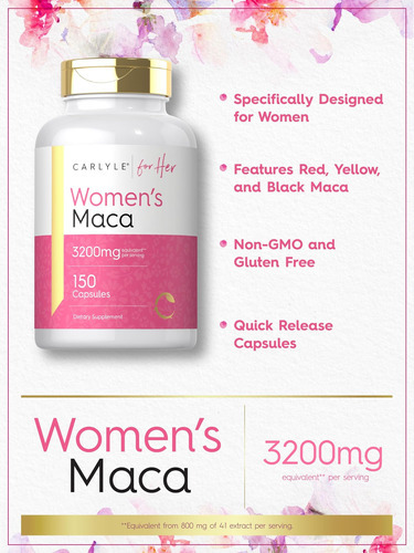 Cápsulas De Raiz De Maca Carlyle Para Mulheres 3200 Mg | 150 - Imagem 3