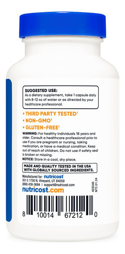 Suplemento Nutricost Niacina (sem Rubor) Inositol Hexanicoti - Imagem 5