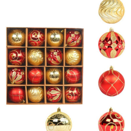 Kit 16 Bolinhas Bola 8cm Árvore De Natal Enfeite Decoração - Imagem 9