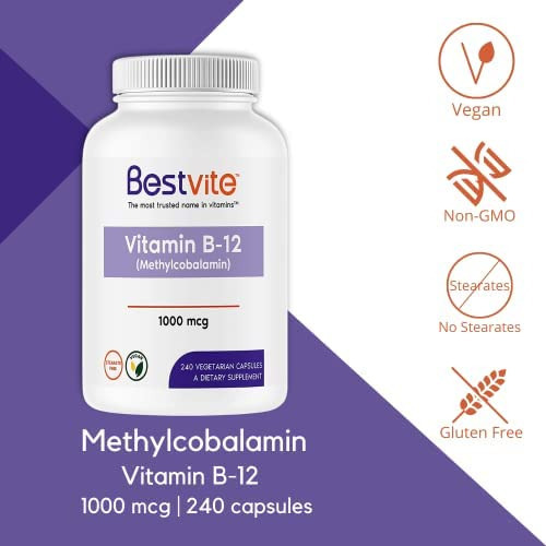 Bestvite Vitamina B12 (metilcobalamina) 1000mcg (240 Cápsula - Imagem 3