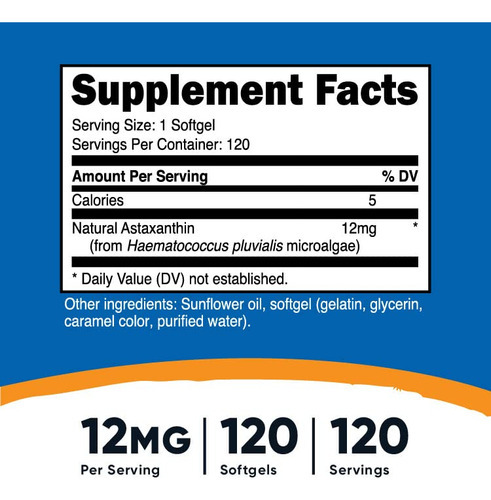 Suplemento Nutricost Astaxantina 12 Mg 120 Cápsulas Gelatino - Imagem 8