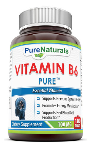 Pure Naturals Vitamina B-6, 100 Mg 100 Comprimidos - Apoia O