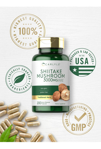 Suplemento De Extrato De Cogumelo Carlyle Shiitake 3000 Mg 2 - Imagem 6