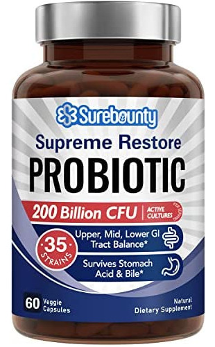 Probiótico Surebounty Para Homens E Mulheres, 200 Bilhões D
