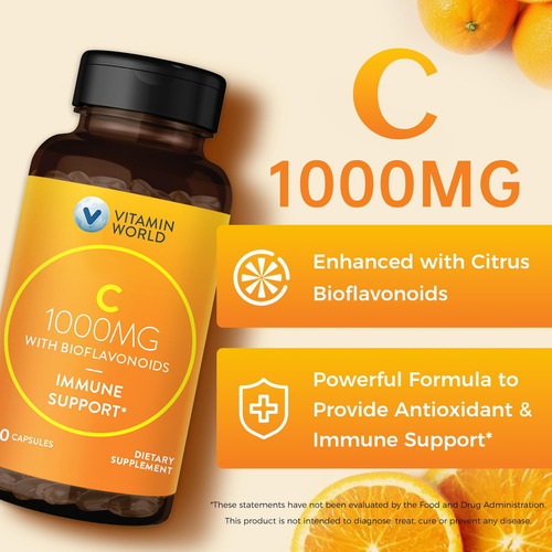 Vitamin World Vitamina C 1000 Mg Com Bioflavonóides, Suporte - Imagem 3
