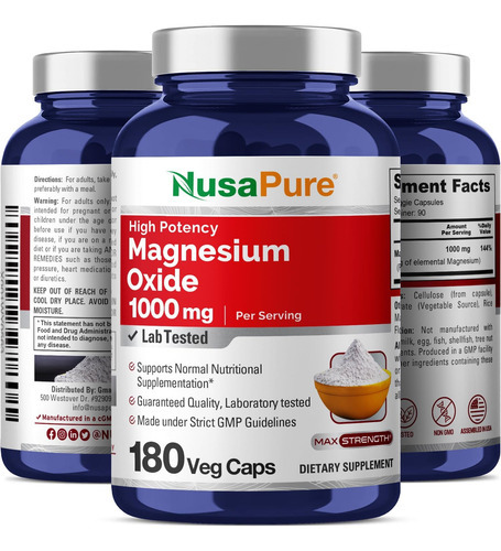Óxido De Magnésio Nusapure 1.000 Mg Por Porção De 180 Cápsul - Imagem 4