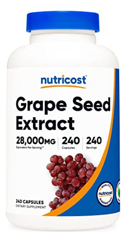 Suplemento De Extrato De Semente De Uva Nutricost 28.000 Mg