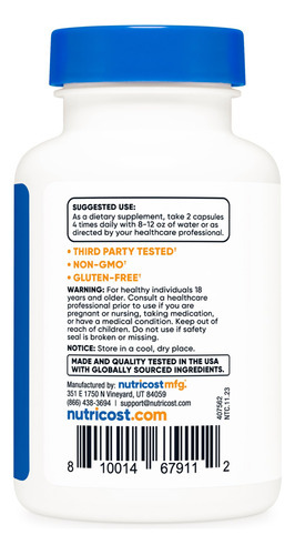 Suplemento Nutricost Alpha Gpc 300 Mg 60 Cápsulas De Glu Não - Imagem 4