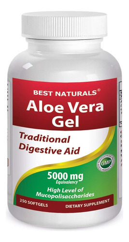 Gel De Aloe Vera Best Naturals 5000 Mg 250 Cápsulas Gelatino