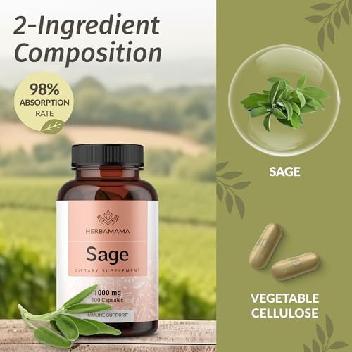 Cápsulas De Sálvia Herbamama - 1000 Mg Cápsulas De Suporte D - Imagem 4