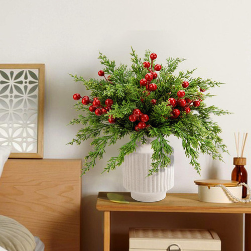 45 Arranjo De Flores Natal Com Agulhas De Pinheiro Para Mesa - Imagem 7