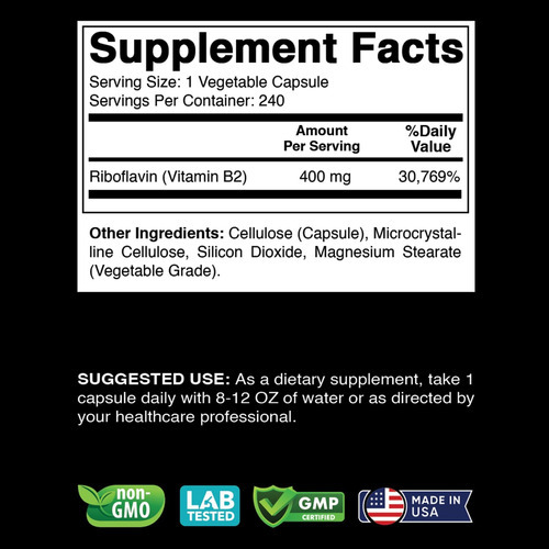 Vitabod Vitamina B2 (riboflavina) 400 Mg 240 Cápsulas Vegeta - Imagem 2