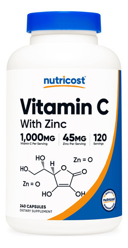 Suplemento Nutricost De Vitamina C Com Zinco 1000 Mg/45 Mg