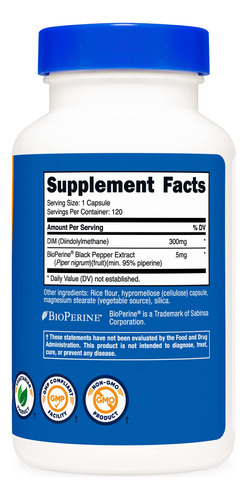 Suplemento Nutricost Dim (diindolilmetano) 300 Mg 120 Cápsul - Imagem 4