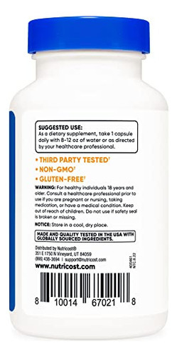 Suplemento Nutricost Vanádio + Cromo 2 Mg 180 Cápsulas - Imagem 3