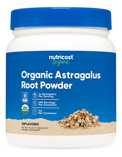 Pó De Raiz De Astrágalo Nutricost Organic 454g Sem Glúten