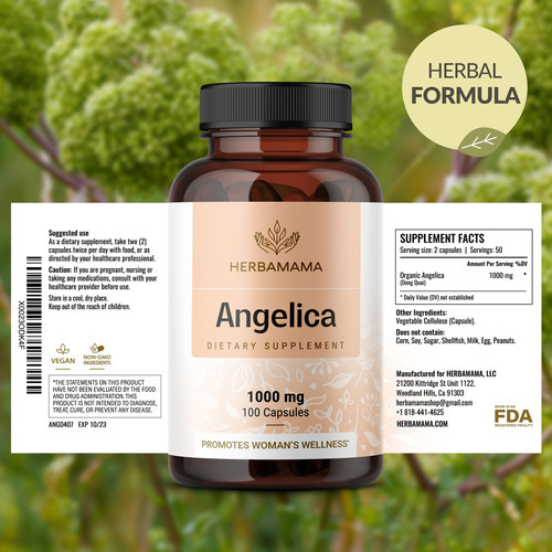 Suplemento Herbamama Angelica Root Dong Quai - 1000 Mg Cápsu - Imagem 7