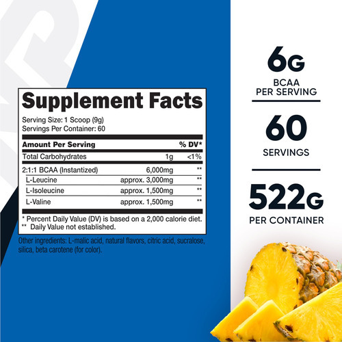 Bcaa Em Pó Nutricost Sabor Abacaxi 60 Porções - Imagem 3