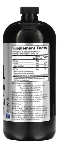 Óleo De Mct Now Foods 946 Ml Puro Importado - Imagem 2