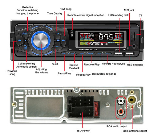 Leitor De Música De Carro Automático Bt Mp3 Player Receptor - Imagem 4