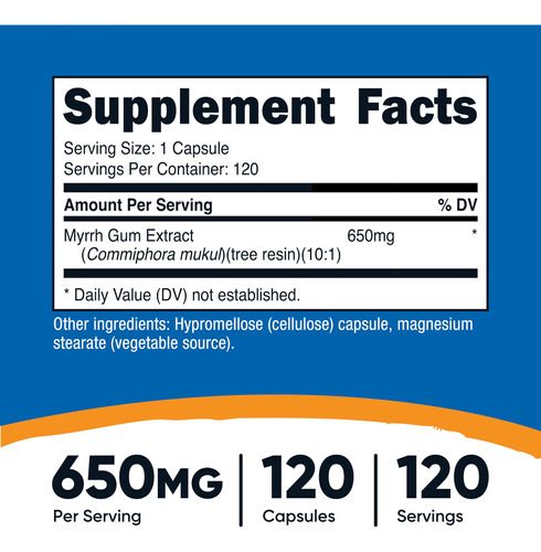 Suplemento Nutricost Em Cápsulas De Extrato De Mirra 650 Mg - Imagem 3