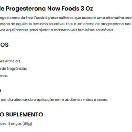 Progesterona Now Foods Creme Pele 85g Importado - Imagem 4