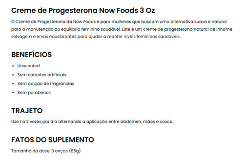 Progesterona Now Foods Creme Pele 85g Importado - Imagem 4