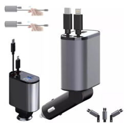 Adaptador De Carga Rápida Para Carregador De Carro Retrátil