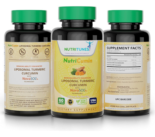 Nutritunes Nutricumin 1000mg Curcumina De Cúrcuma Lipossomal - Imagem 7