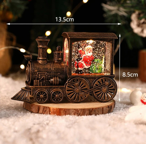 . Trem Do Papai Noel Decorado Com Água E Neve, Presente De - Imagem 4