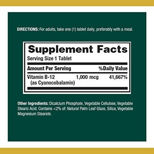 Vitamina B-12, Marca Nature S Bounty, 1000 Mcg, 100 Comprimi - Imagem 2