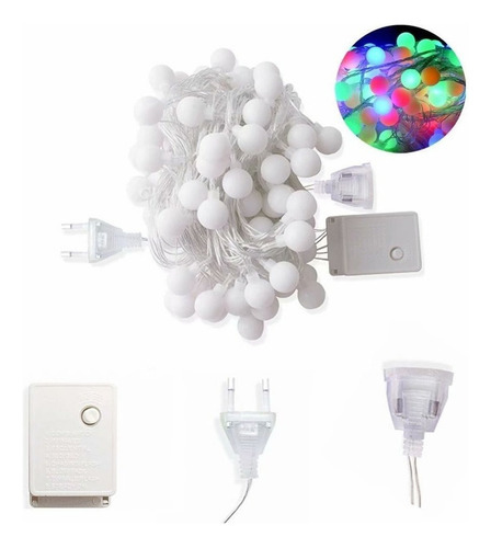 Varal Pisca Led 100 Bolas 10m Colorido Decoração Festa