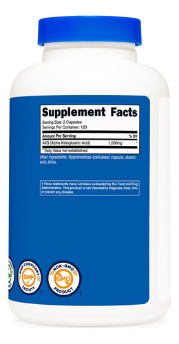 Suplemento Nutricost Akg Ácido Alfa Cetoglutárico 1.000 Mg - Imagem 6