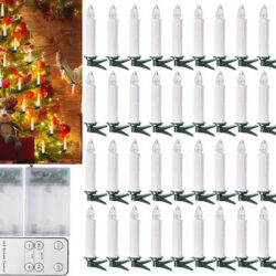 40 Luzes De Vela De Natal Led Com Clipes Com Controle Remoto