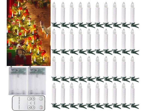40 Luzes De Vela De Natal Led Com Clipes Com Controle Remoto