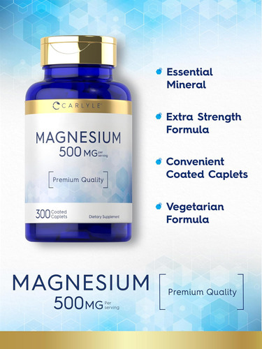 Carlyle Magnésio 500mg | 300 Cápsulas Revestidas | Suplement - Imagem 4