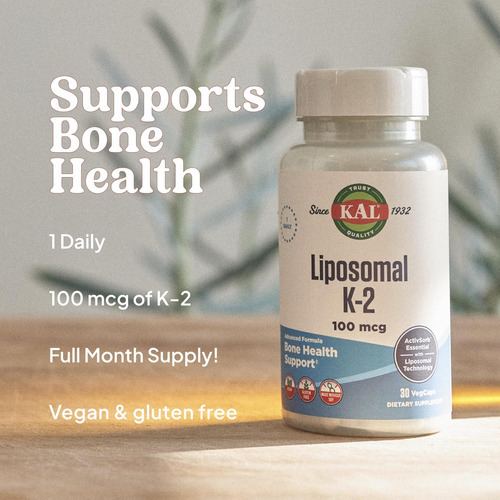Suplemento De Vitamina K2 Lipossomal Kal Com Mk7 100 Mcg, Al - Imagem 4