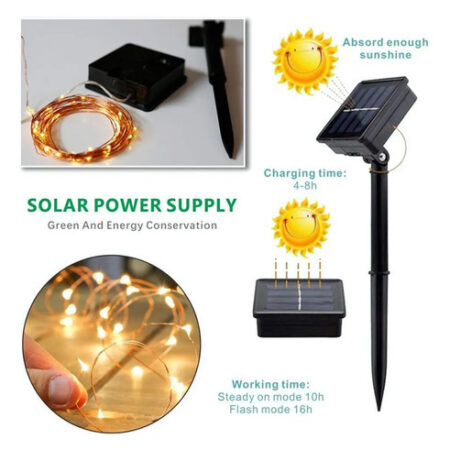1 Solar String Lights Decoração De Natal Ao Ar Livre 20m 200 - Imagem 4