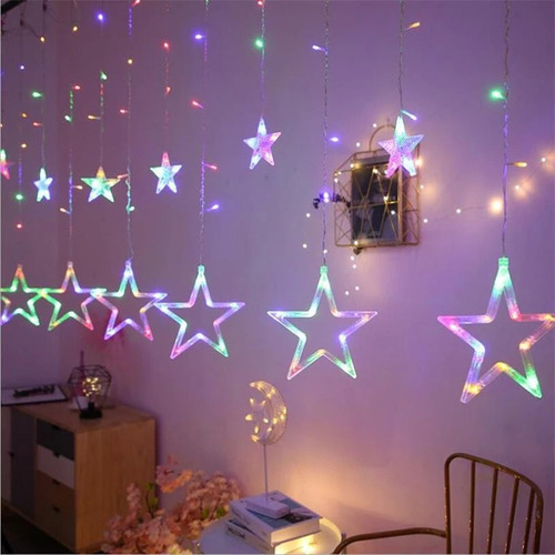Cortinas Com Luzes Led Decorativas, Estrelas Luzes De Natal - Imagem 5